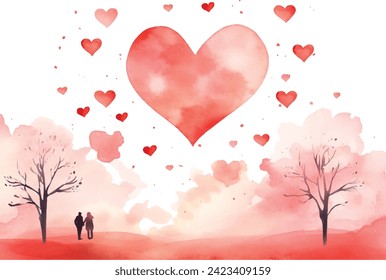 Valentine's day banner design with  hearts. Background for invitations and greeting card on 14 february