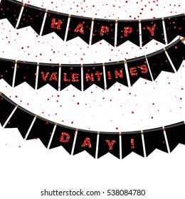 Valentine`s Day banner with flags.