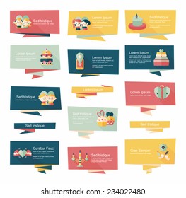 Valentine's Day banner flat design background set, eps10