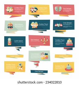 Valentine's Day banner flat design background set, eps10