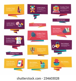 Valentines Day banner flat design background set, eps10