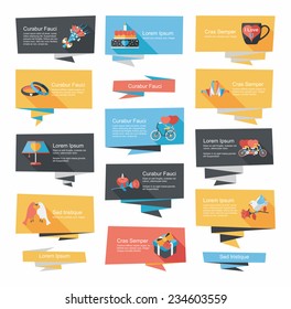 Valentines Day banner flat design background set, eps10