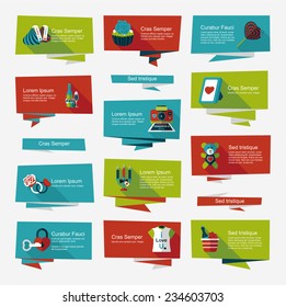 Valentines Day banner flat design background set, eps10