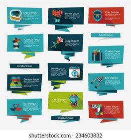 Valentines Day banner flat design background set, eps10