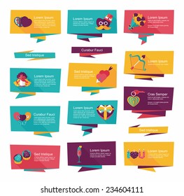 Valentines Day banner flat design background set, eps10