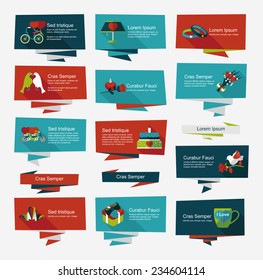 Valentines Day banner flat design background set, eps10