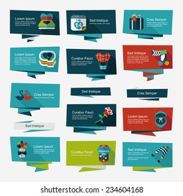 Valentines Day banner flat design background set, eps10