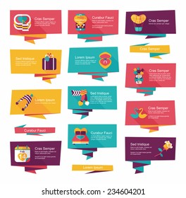 Valentines Day banner flat design background set, eps10