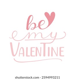 Valentine's Day Banner with Hand Lettered Text and Hearts.