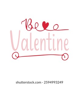 Valentine's Day Banner with Hand Lettered Text and Hearts.