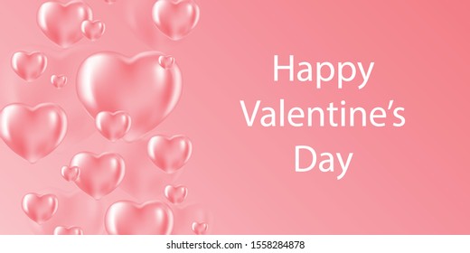 Valentine's day banner with heart balloons. Romantic background with hearts. Valentine's day concept .