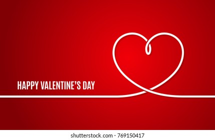 Valentines day banner. Valentines heart line on red background.