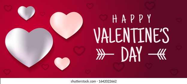 Valentine's day banner, heart love vector illustration background