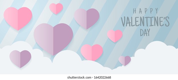 Valentine's day banner, heart love vector illustration background