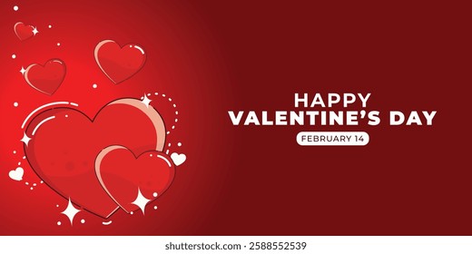 valentine's day banner with heart love shape concept. vector illustration. valentine's day theme. can be used for banner, background event, and social media activities  