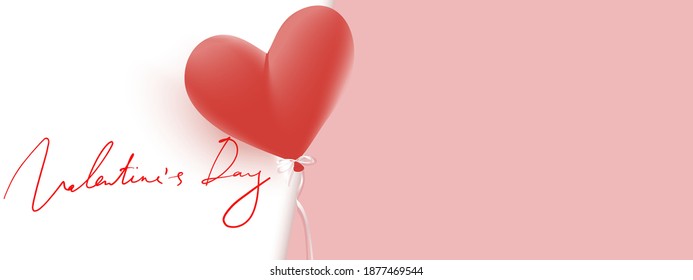 Valentine's day banner. Heart shaped balloon. Free space. Vector