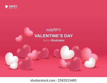 Valentine's day banner hearts shape design on pink vector background. Templates for social media posts backgrounds, cover, poster, banners, marketing, sales promotion