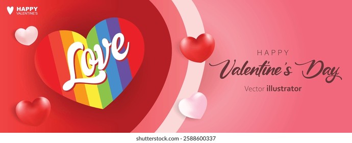Valentine's day banner hearts shape design. Templates for social media posts backgrounds, cover, poster, banners, marketing, sales promotion copy space vector illustration background