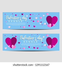 Valentines day banner with icon set pattern. Vector illustration. Wallpaper, flyers, invitation, posters, brochure, voucher, banners