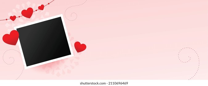 valentines day banner with image photo frame and text space