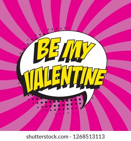 valentines day banner layout design in retro pop art style. vintage comics book illustration on colorful background for poster, greeting card, invitation. eps 10