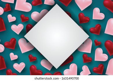 Valentine's day banner. Love hearts design concept background. Vector illustration.