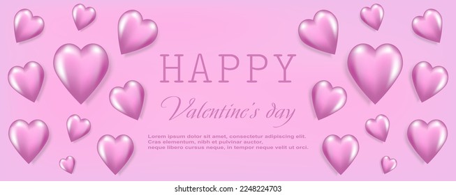 Valentines Day Banner. Love Day Poster. Greeting Card.Vector