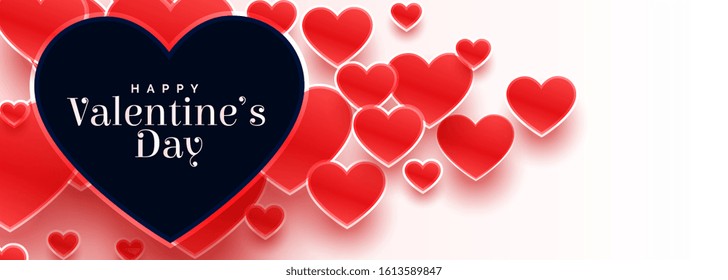 valentines day banner with many red hearts