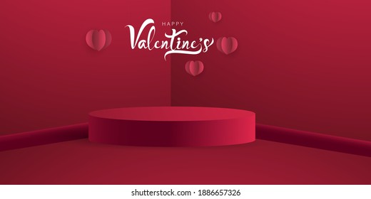 Valentine's day, banner mockup template.