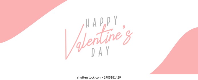 Valentines day banner in pink background with wishing happy holiday, modern style.Template for flyer, invitation and greeting card for holiday. Vector illustration.