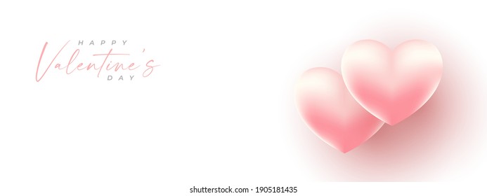 Valentines day banner in pink background with wishing happy holiday, modern style.Template for flyer, invitation and greeting card for holiday. Vector illustration.