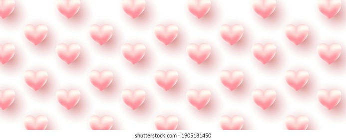 Valentines day banner in pink background with wishing happy holiday, modern style.Template for flyer, invitation and greeting card for holiday. Vector illustration.
