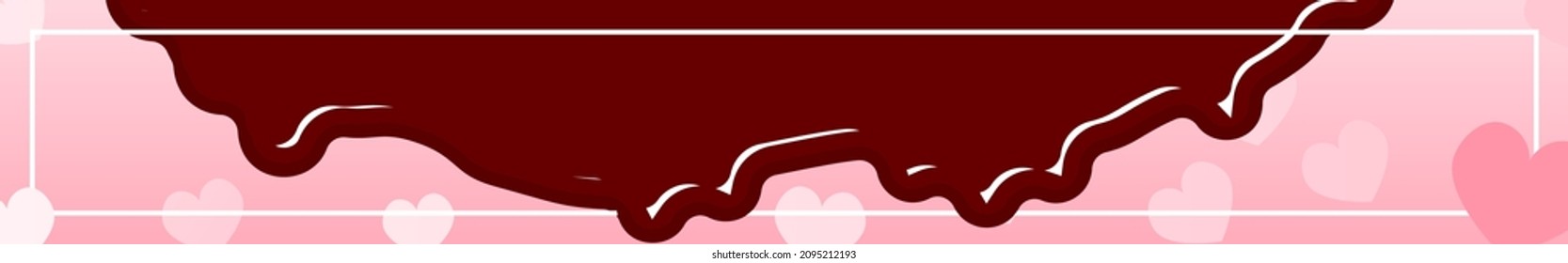 Valentine's Day banner, pink heart background with dripping chocolates, 320x50