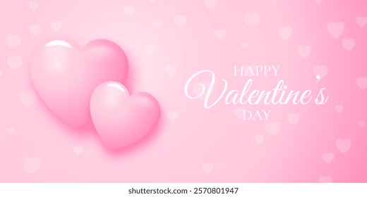 Valentines Day banner with a pink hearts design