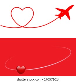 Valentine's Day Banner Plane and Heart. Vector. Illustration.