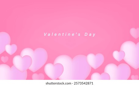 Valentine's day banner. Postcard With Origami Hearts With Gradient Mesh. elements are available for use on online shopping websites or in social media advertising. Cute sale. Vector Illustration.