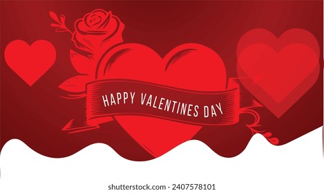 Valentine's Day banner poster card with ribbon and wings that resemble a heart