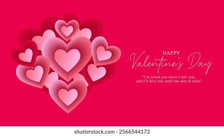 Valentine's day banner, poster, cover background with hearts with pink background