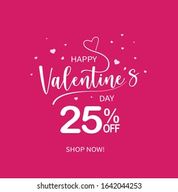 Valentines day banner. poster with handwritten calligraphy text, Vector illustration. 