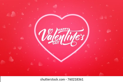 Valentines Day. Banner for Valentine's Day sale, promotion, discounts etc. Valentine's background with script lettering and neon glowing heart