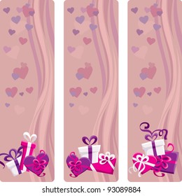 Valentine's day banner set with colored gifts