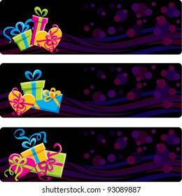 Valentine's day banner set with colored gifts