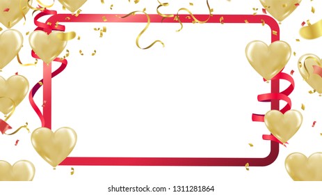 Valentines day. banner template background Colorful Balloons. Win, Party & Sale Design