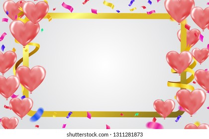 Valentines day. banner template background Colorful Balloons. Win, Party & Sale Design