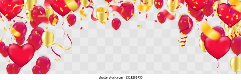 Valentines day. banner template background Colorful Balloons. With Colorful Balloons  Party & Sale Design Happy Luxury