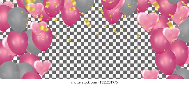 Valentines day. banner template background Colorful Balloons. Win, Party & Sale Design