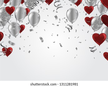 Valentines day. banner template background Colorful Balloons. Win, Party & Sale Design