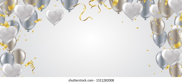 Valentines day. banner template background Colorful Balloons. Win, Party & Sale Design