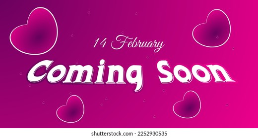 Valentine's day banner template and background design for 14 february coming soon