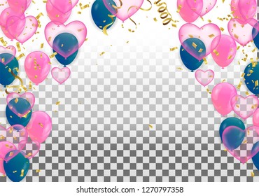 Valentine's day, banner template. heart balloons Celebration Vector illustration